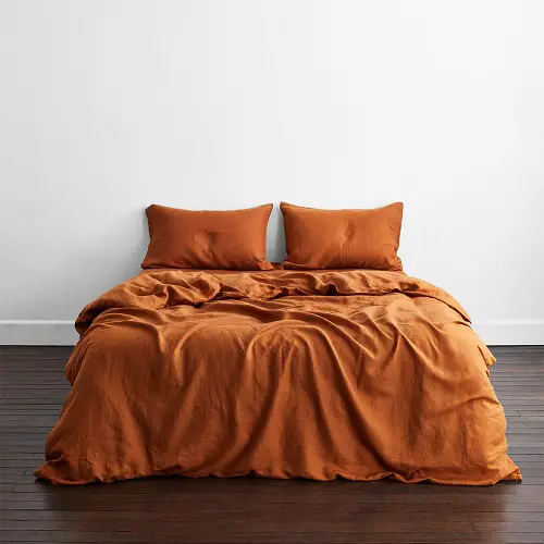 Rust 100% Flax Linen Bedding Set